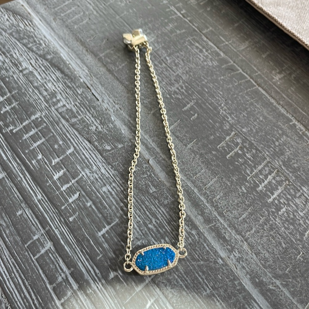 Elaina Gold Delicate Chain Bracelet in Cobalt Blue Kyocera Opal